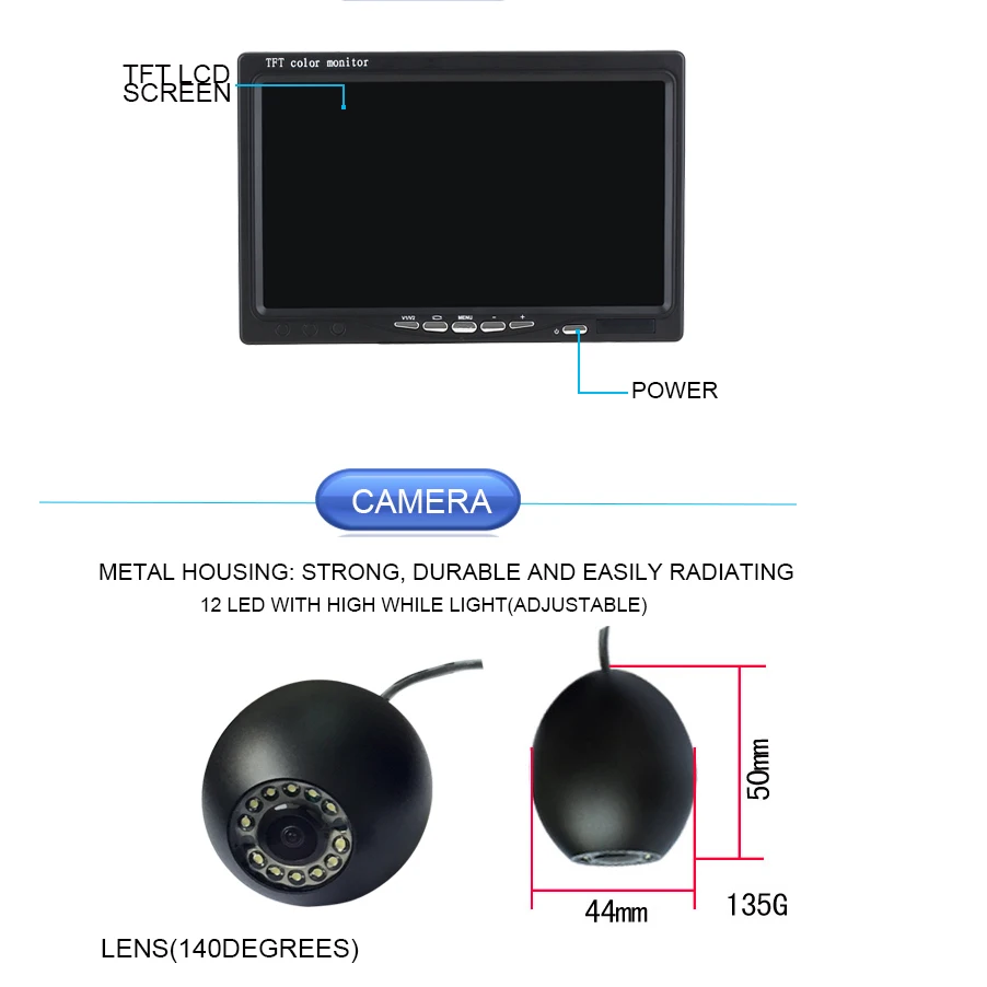 Kabel 20m 7'' 1000TVL HD Siste - Fishing Camera ulasan dan harga
